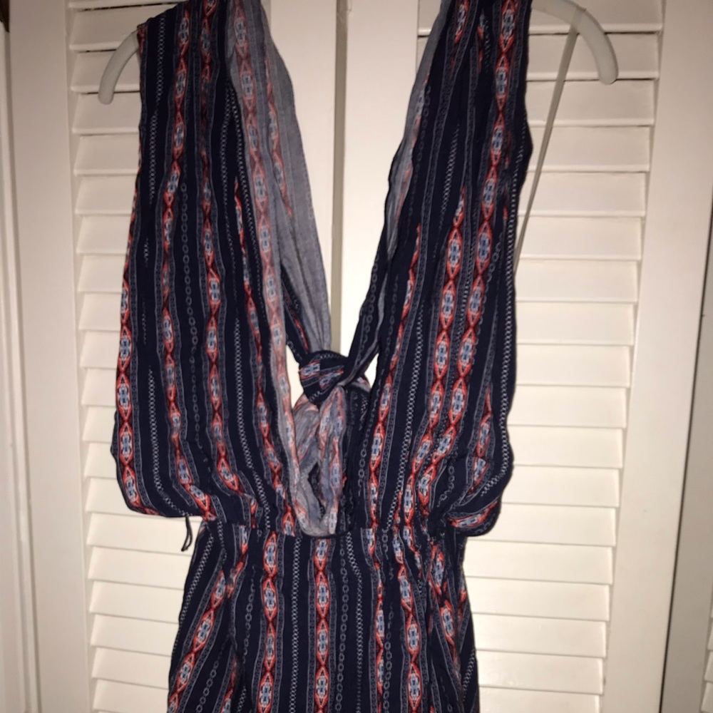 Multi colored wrap tie romper